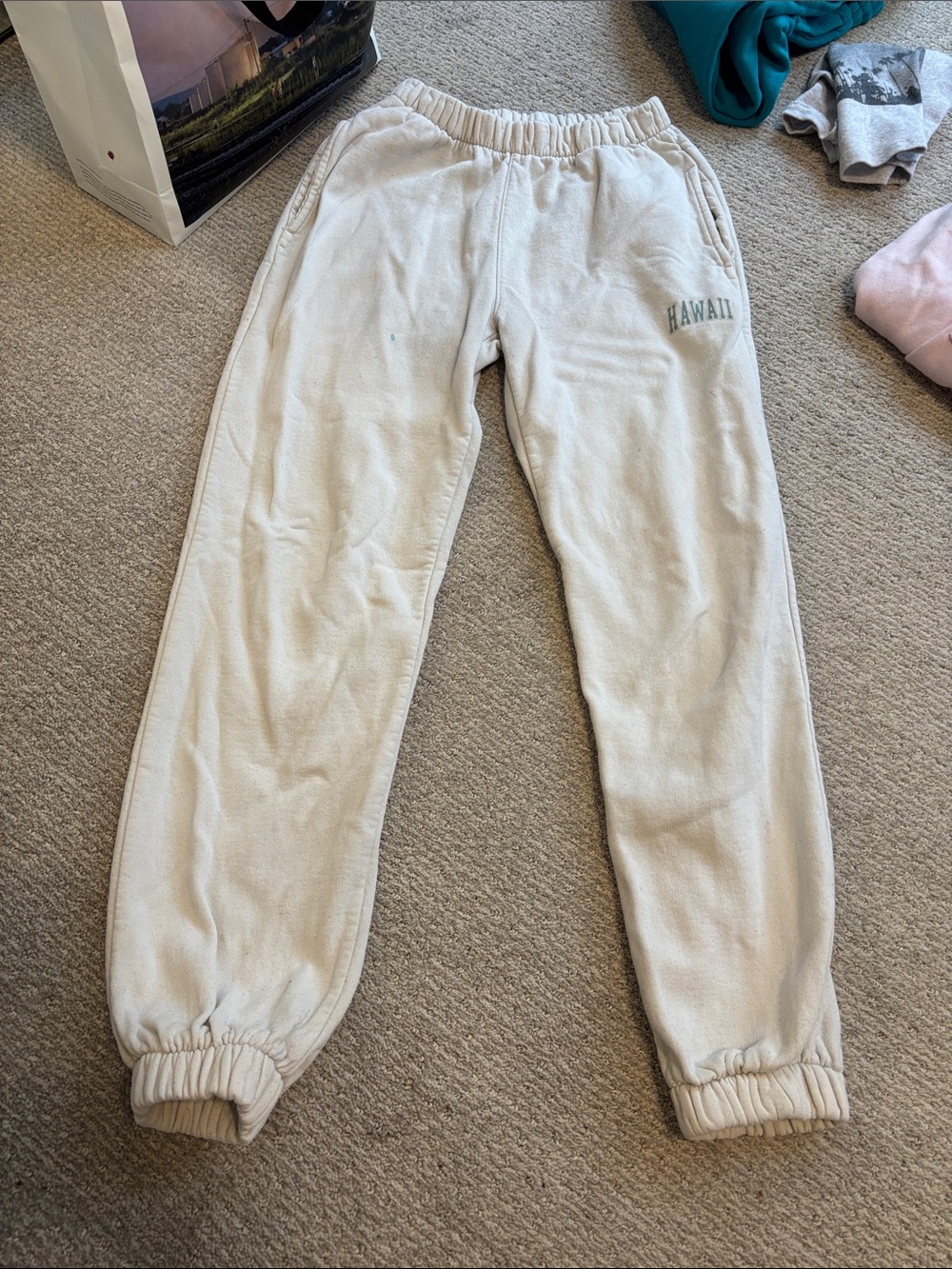 Brandy Melville Cream 'Hawaii' Fleece Joggers
